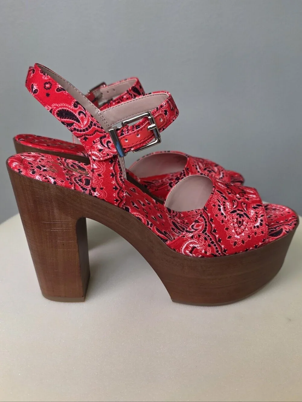 MIX No. 6 Carinda Bandana Platform Heel Sandals Red Size 7.5 NEW! GORGEOUS!!